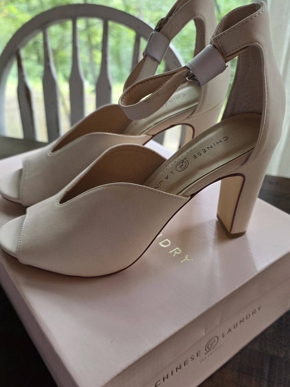 Chinese Laundry Blush Peep-Toe Ankle Strap Heels
